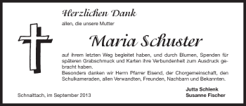Traueranzeige von Maria Schuster von Pegnitz-Zeitung